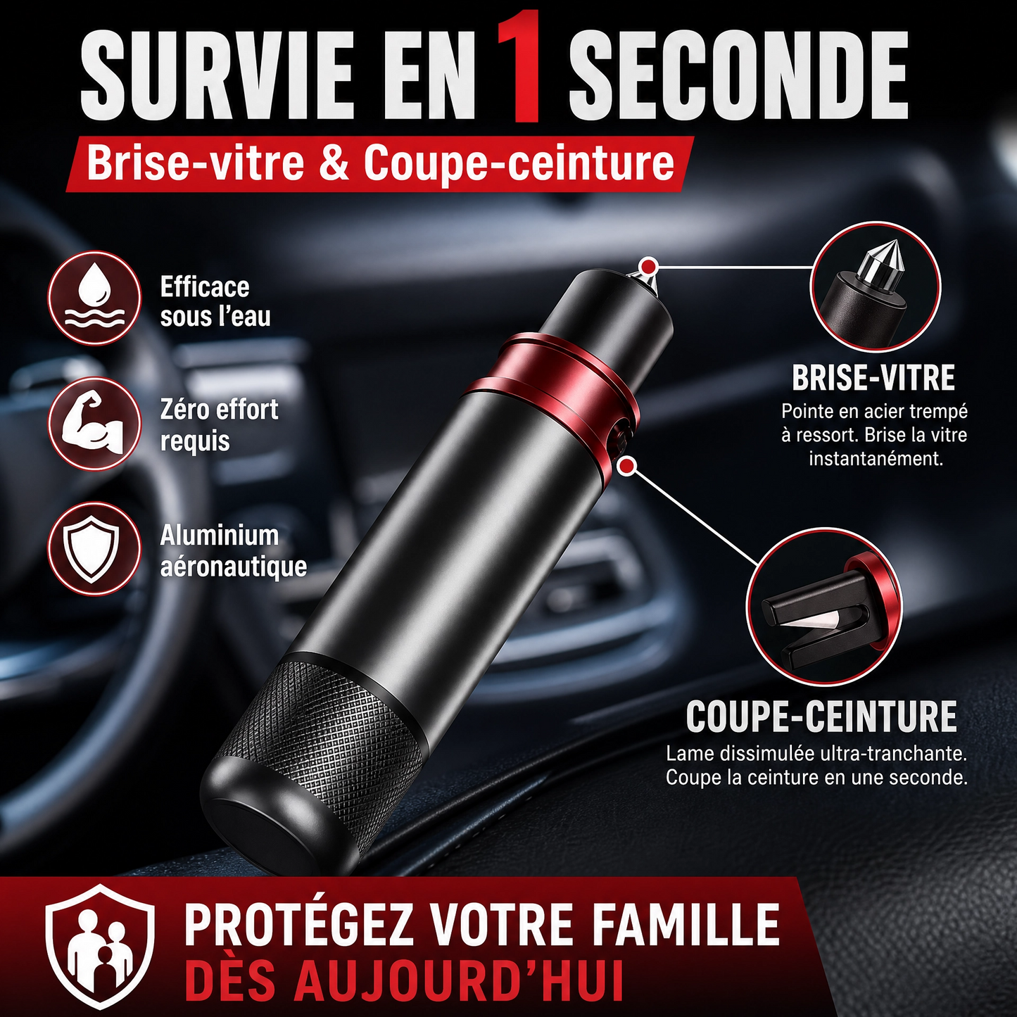 Porte-clés de Sécurité 2-en-1  ZenDrive